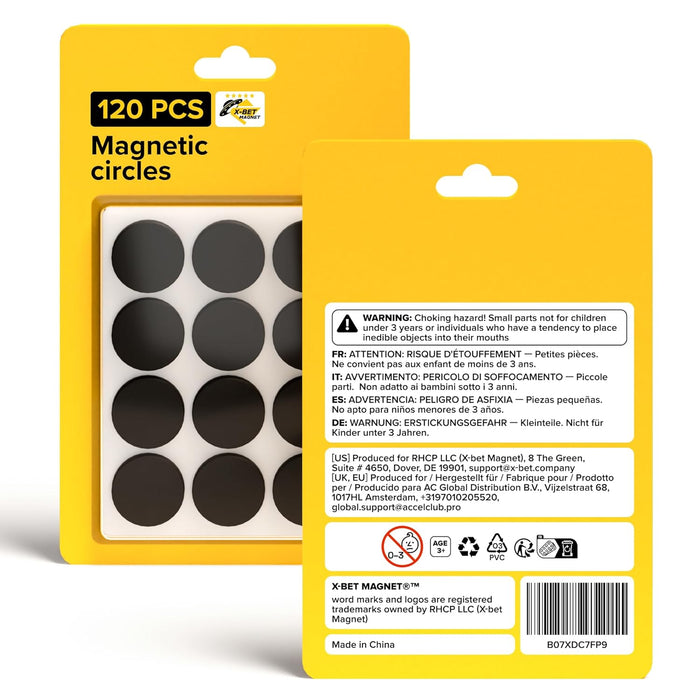 Sticky Flexible Adhesive Magnets for Crafts, 0.8"x0.08" (20x2mm), 120 pcs
