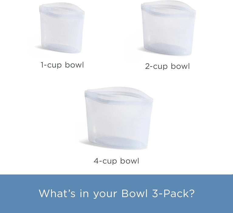 Premium Reusable Silicone Food Storage Bags, 3-Pack, Clear