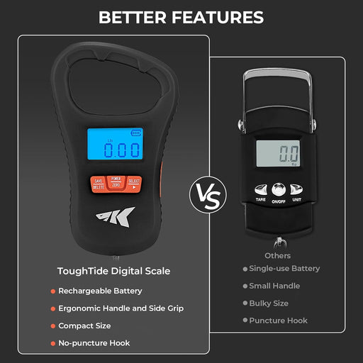 ToughTide USB Charging Fishing Scale, Fishing Gear, Black