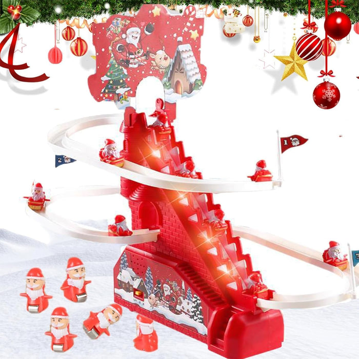 Santa Climbing Toy, Santa Electric Slide Climbing Toys for Automatic Stairs,Playful Santa Race Game, Christmas Roller Climbing Toys with LED Light and Music for Toddlers Boys Girls