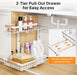 Under Sink Organizer, Adjustable Height, 2 Tier Pull Out Under Cabinet Organizer, Slide Out Thickened Metal Under Sink Storage for Kitchen Bathroom Laundry Pantry Cabinet, White, Large-2-Pack