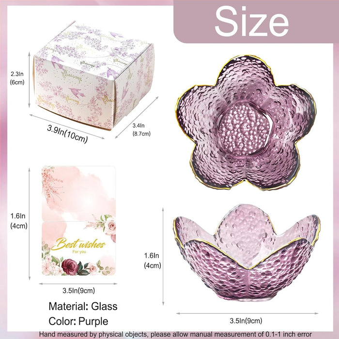 Purple Flower Jewelry Dish Glass Ring Holder Dish Jewelry Tray Cute Vanity Organizer Aesthetic Nightstand Bathroom Room 