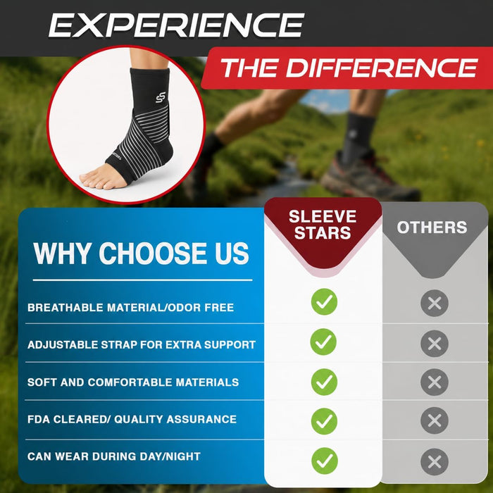 Sleeve Stars Ankle Brace Men & Women Support (Single/M:10"-12"/Black)