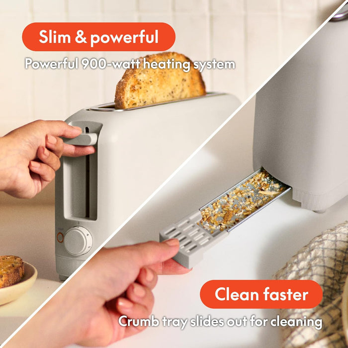 Fits-Anywhere™ 2-Slice Slim Toaster, Long Slot & Extra Wide, Oatmilk