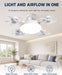 New Ceiling Fan with Lighting and an E27 Light Socket, 2-in-1 Silent LED Drone Fan with Remote Control for Bedroom, Kitchen, Easy Install 3-Speed Dimmable Bulb