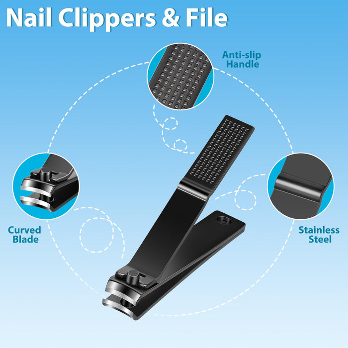 Tweezers Set for Men 9 Pcs Nail Clipper Kit with Case for Grooming