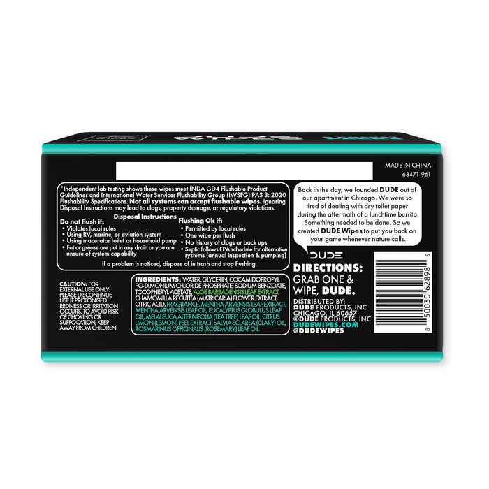 Mint Chill Pocket Packs, Adult Flushable Travel Wipes, 96 Count