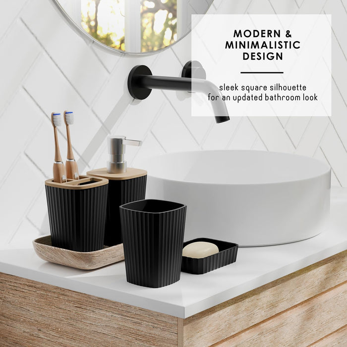 Black Bathroom Set, Shower Curtain Set, Bathroom Accessory Set