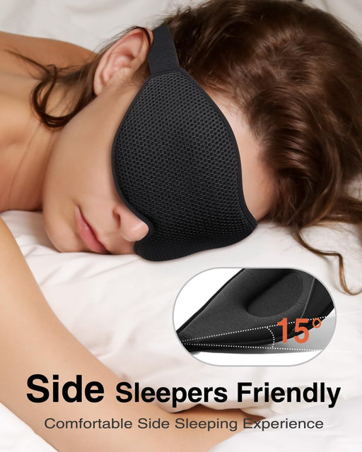 Sleep Mask for Side Sleeper, Eye Mask for Sleeping Women Men, Black