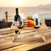 Portable Wine Picnic Table with 5 Wine Glasses Holder, Foldable Champagne Picnic Snack Table, Wine and Cheese Table for Picnic, Camping, Park, Beach, Wine Lover Gift