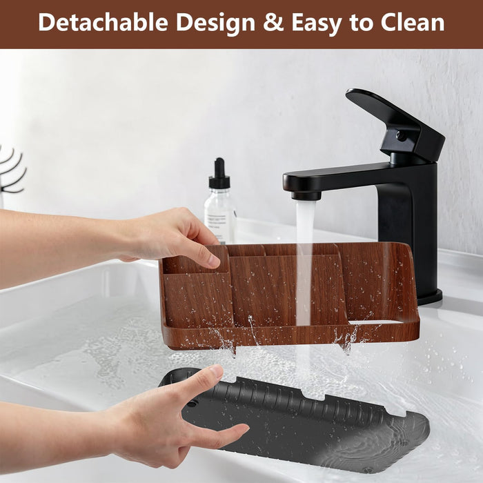 Wood Toothbrush Holders for Bathroom Organizer with Drain Holes