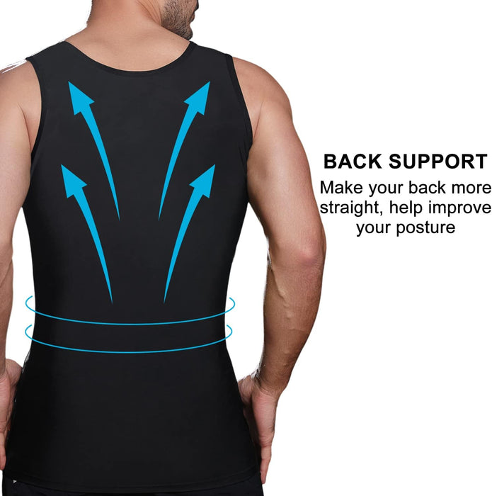 Mens Compression Shirt Slimming Shapewear Tank Top Workout Vest