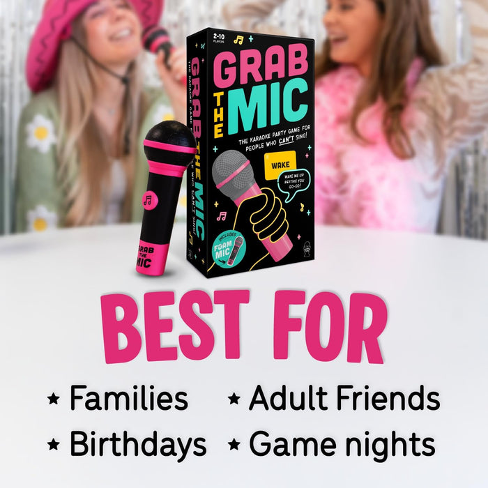 Grab The Mic - Award Winning Karaoke Party Game for Bad Singers w Foam Mic