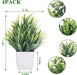 Fake Plants 4 Packs Small Artificial Greenery Mini White Potted Plants Bathroom Accessories Decorations for Desk Bathroom Office Home Room Kitchen Table Indoor