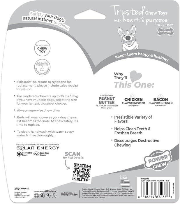 Power Chew Original Bone Dog Chew Toys, Small, 3 Count