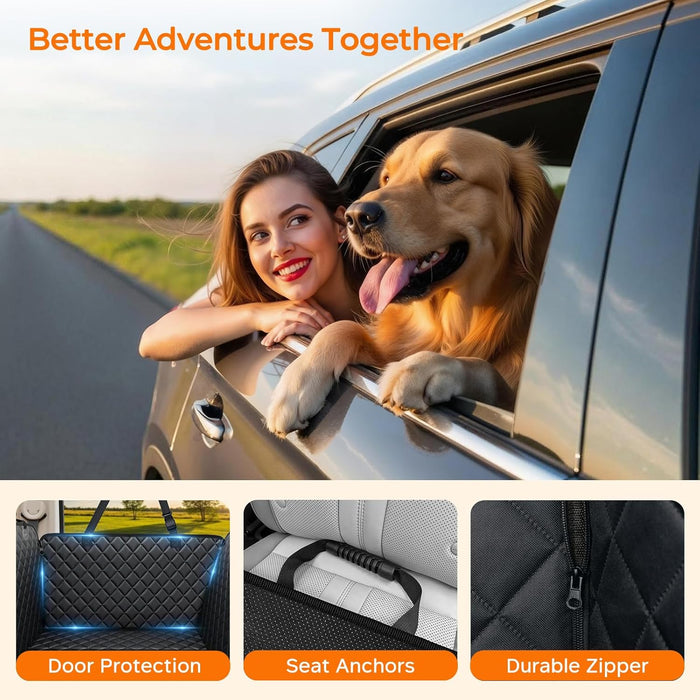Dog Car Seat Cover for Back Seat, 100% Waterproof Hammock for Car