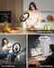 Upgrade Ring Light Overhead Camera Phone Mount for Desk, 10” Selfie Light with Stand Tripod for iPhone, Light with Phone