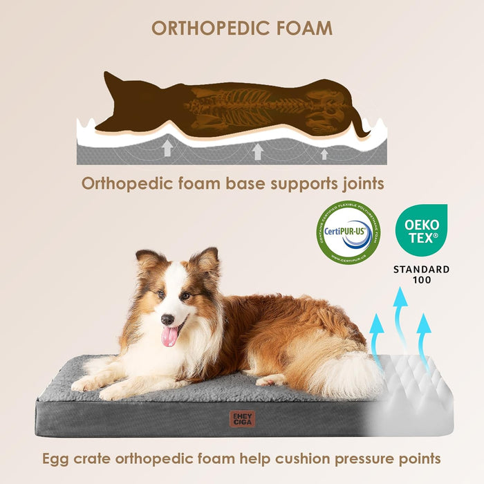 Orthopedic Dog Bed Large with Removable Washable Cover, 41IN Grey
