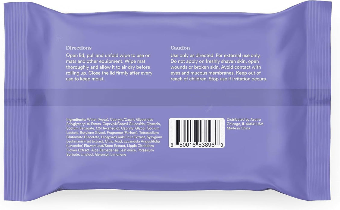 Yoga Mat Cleaning Wipes (Lovely Lavender), 1 (1 Pouch = 30 Wipes)