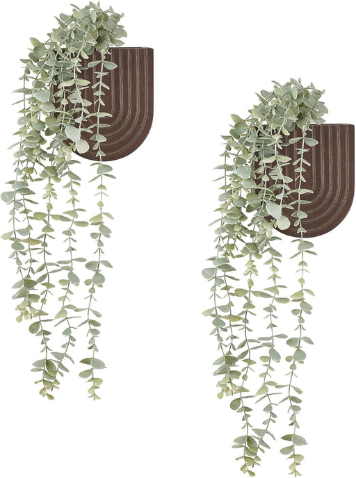 2 Pack Wall Planter Vase with Hanging Fake Plants for Bathroom Decor