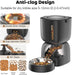 Automatic Cat Feeder, 3L Timed Pet Food Dispenser with 304 Stainless Steel Bowl, 10s Voice Recorder, Dual Power 180-Day 