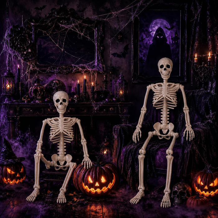 2 Pack 36" Halloween Skeleton Decorations,Human Bones for Halloween Party with Movable Joints,for Haunted Houses, Front Lawn, Graveyard Props