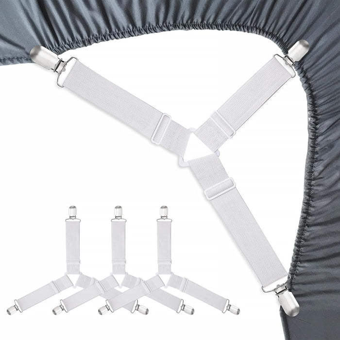 Bed Sheet Holder Straps 4 Pack - Elastic Sheet Keepers for Fitted Sheets