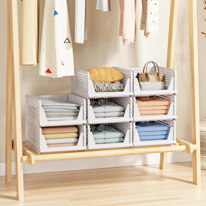 5 Pack Stackable Closet Storage Basket - Stackable Storage Bins