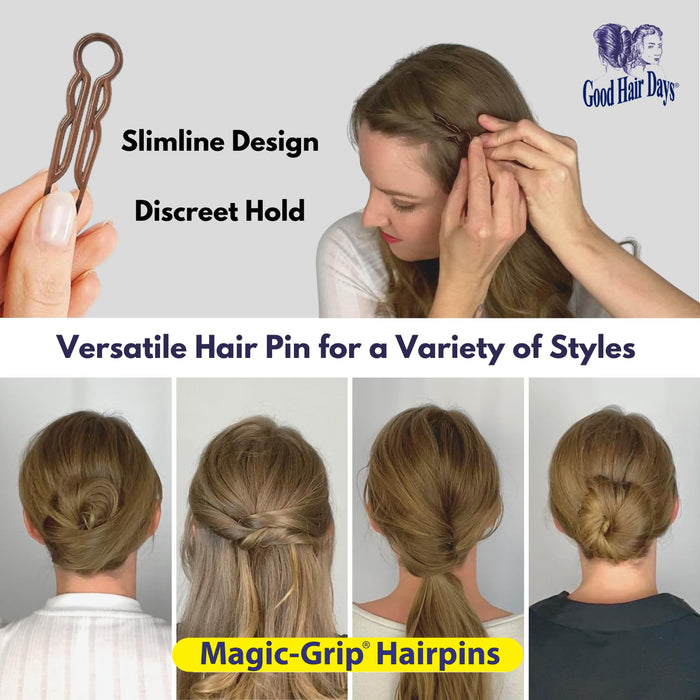 Magic-Grip Hairpins, 10 Styling Updo U-Pins for Strong Hold