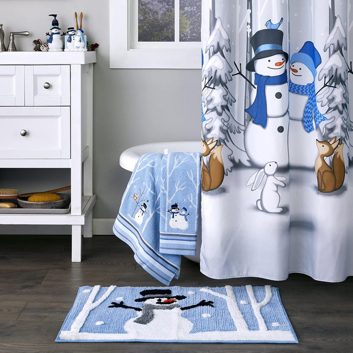 Christmas Winter Friends Snowman Hand Towel Set-2pc, Blue