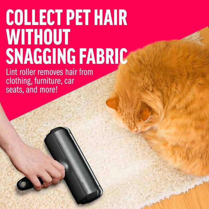 Pet Hair Remover – Original Size Reusable Lint Roller for Cat & Dog Hair on Furniture, Couch, Carpet, Car, Rugs & Bedding – Portable, Eco-Friendly (Black)