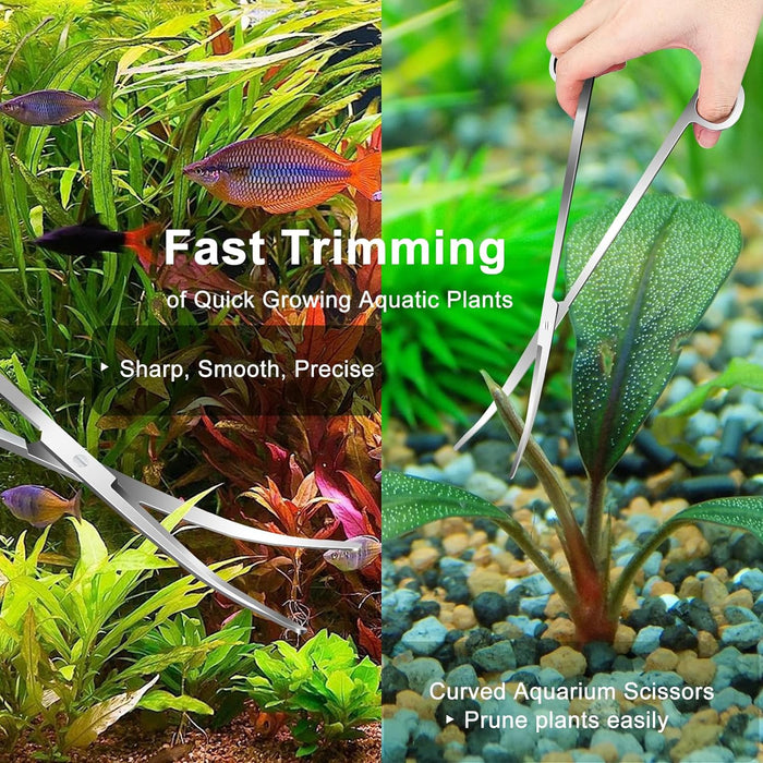4Pcs Aquascaping Tools, Aquascape Kit, Long and Strong Aquarium Tweezers, Scissors, Algae Scraper, Aquarium Plant Tools,