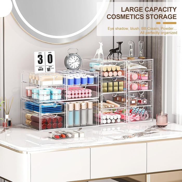 Acrylic16-Drawer Storage & Makeup Organizer for Desk