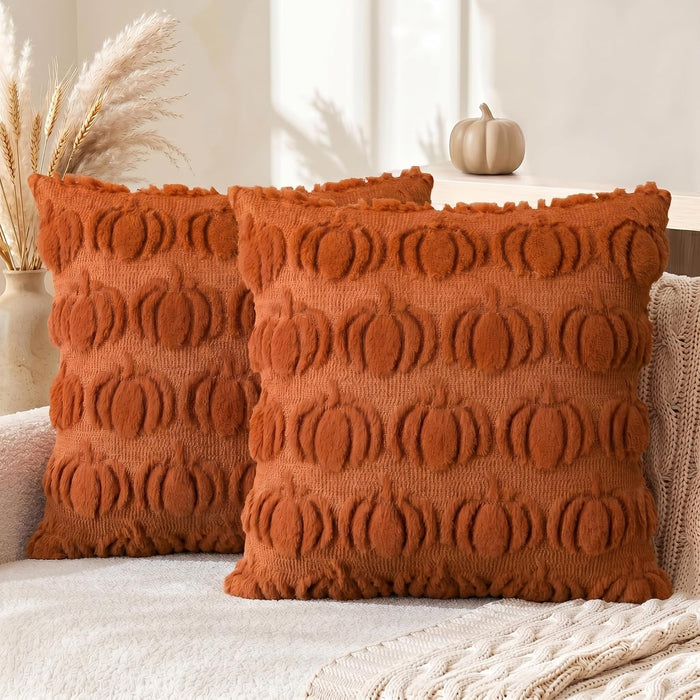 Caramel Fall Pumpkin Throw Pillow Covers 18x18 Inch