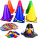 31PCS 3 in 1 Carnival Outdoor Games Combo Set for Kids, Soft Plastic Cones Bean Bags Ring Toss Game, Gift for Birthday P