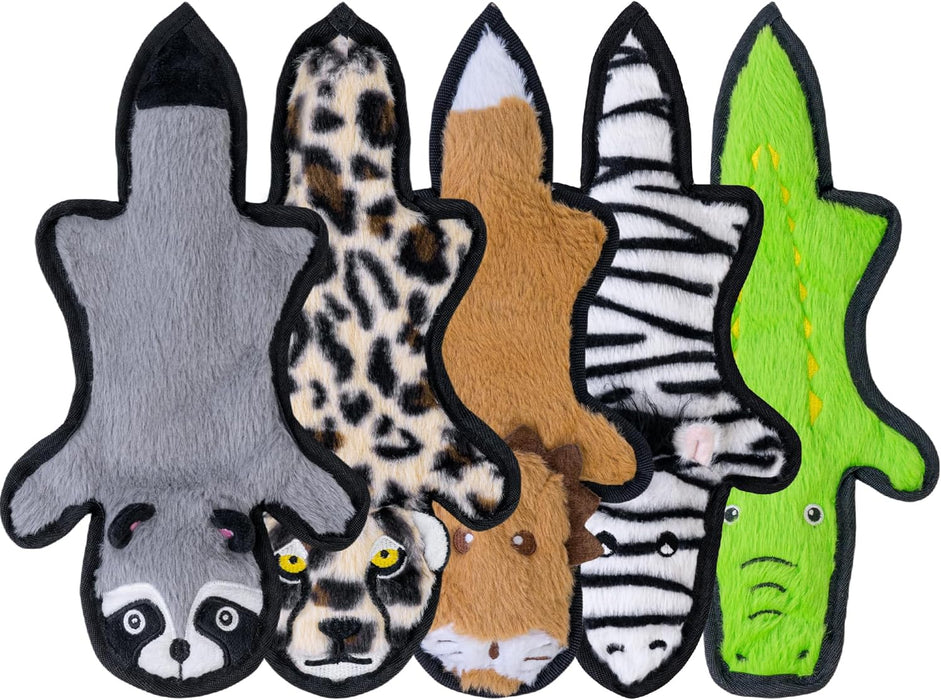 No Stuffing Dog Toys Crinkle Squeaky, Long Lasting Chews for Aggressive, Durable Plush Dog Puppy Chew Toys for Teething, with 6 Tough Layers for Small Medium Large Breed-5pack,Large