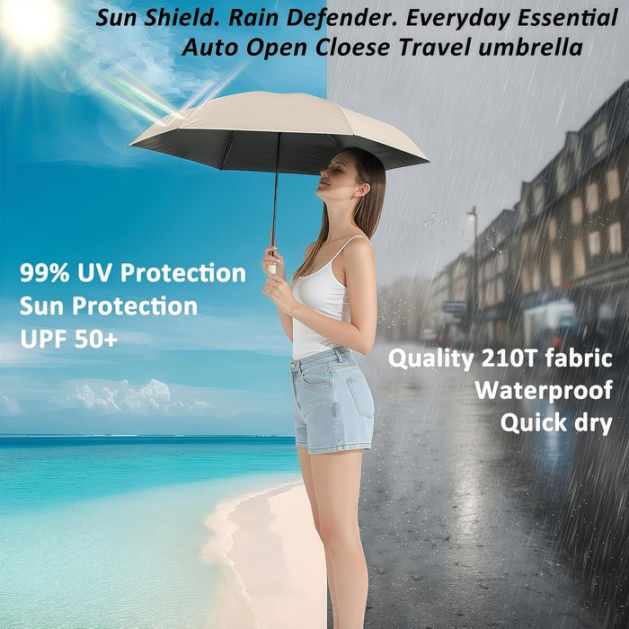 Small UV Protection Travel Umbrella Compact for Rain and Sun UPF 50+ Windproof Portable 42 inch Umbrella for Women and M