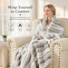 Plush Faux Rabbit Fur Throw Blanket – 850GSM Thick & Warm, Ultra Soft Fluffy Blanket for Couch, Bed, Sofa, Ideal Gift for Women, 50" × 60", Grey
