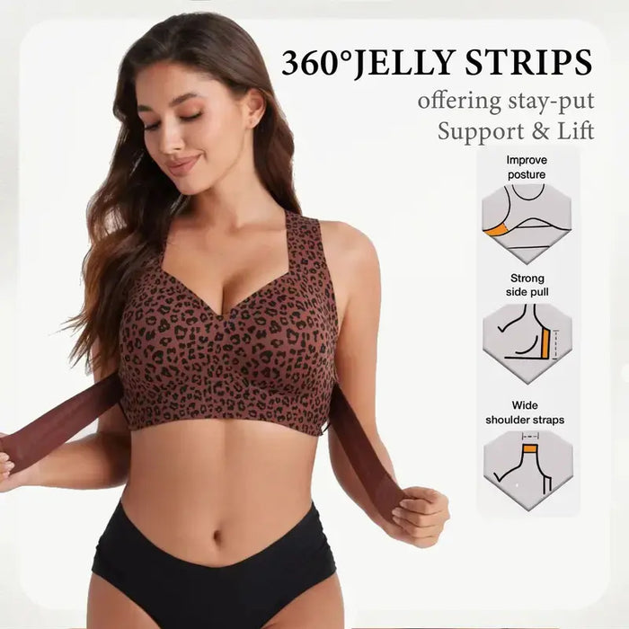 Women'S Animal Print V Neck Posture Sports Bra Wire Free, Breathable Mesh, Removable Pads, Gentle Support, Machine Washable, Minimizer Jelly Alternative for Yoga & Gym Workouts, Bras for Women Posture Shaping Bra Sporty Bra