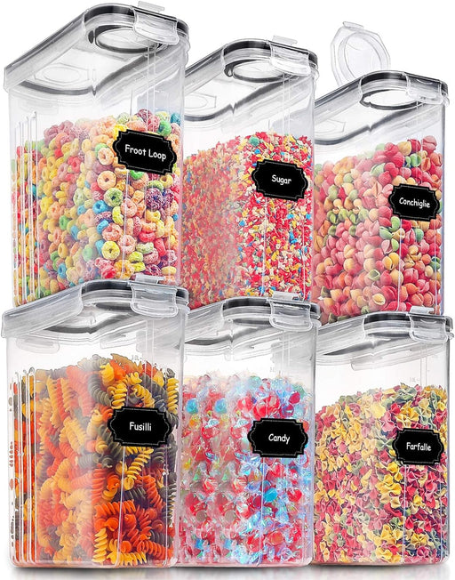 Large Dry Food Storage Containers with Lids, 6PCS Airtight Cereal Containers Storage Set, Leak-proof Canister Set for Ki