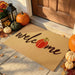 Fall Door Mat, Non Slip Front Porch Pumpkin Welcome Mat 17"x30"