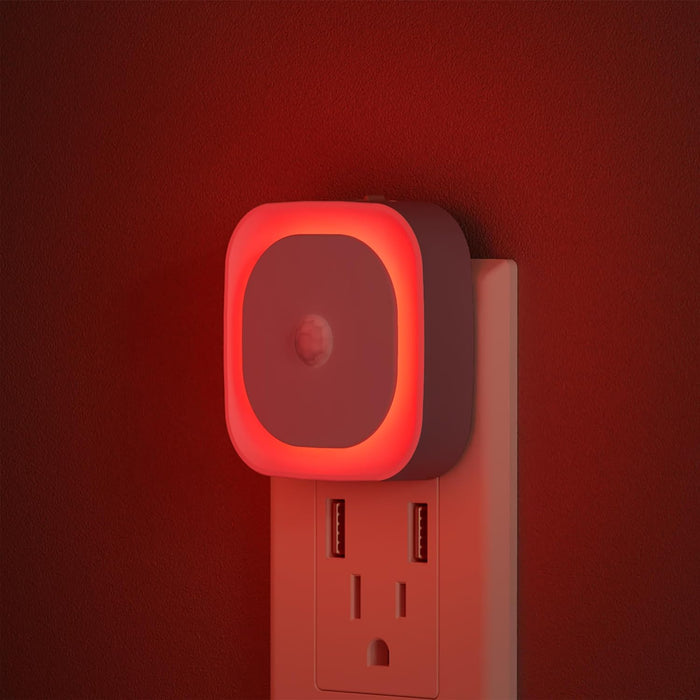 2 Pack Plug in Red Night Light with Motion Sensor and Light Sensor
