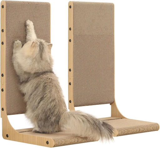 2-Pack L-Shaped Cat Scratching Board, Cardboard, 25.6" Tall (L)