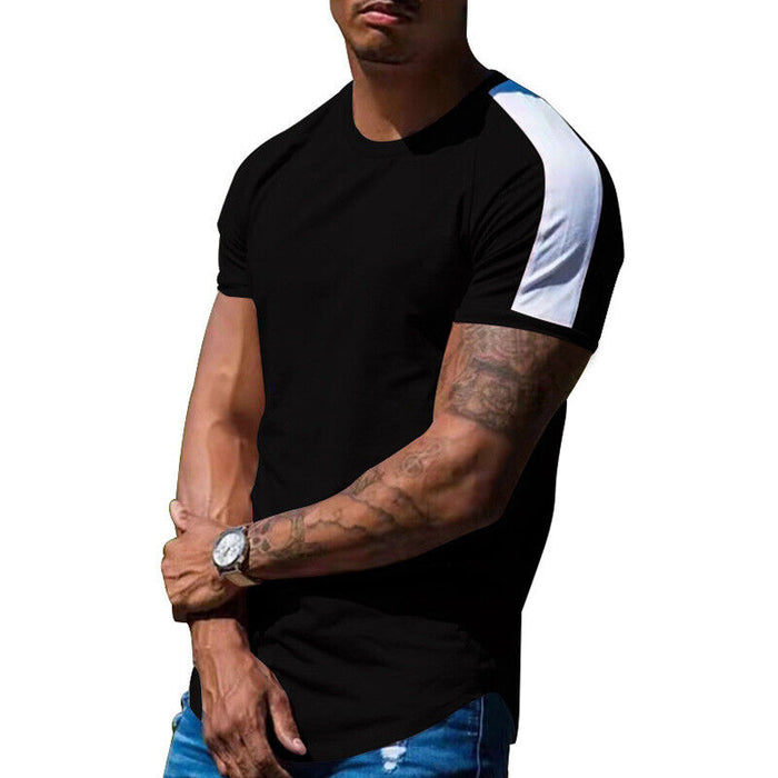 Mens Casual round Curved Hem T-Shirt Men Sport Fashion Short Sleeve T Shirts