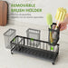 Sink Caddy Organizer with Drying Stone, Black Sponge Holder for Kitchen