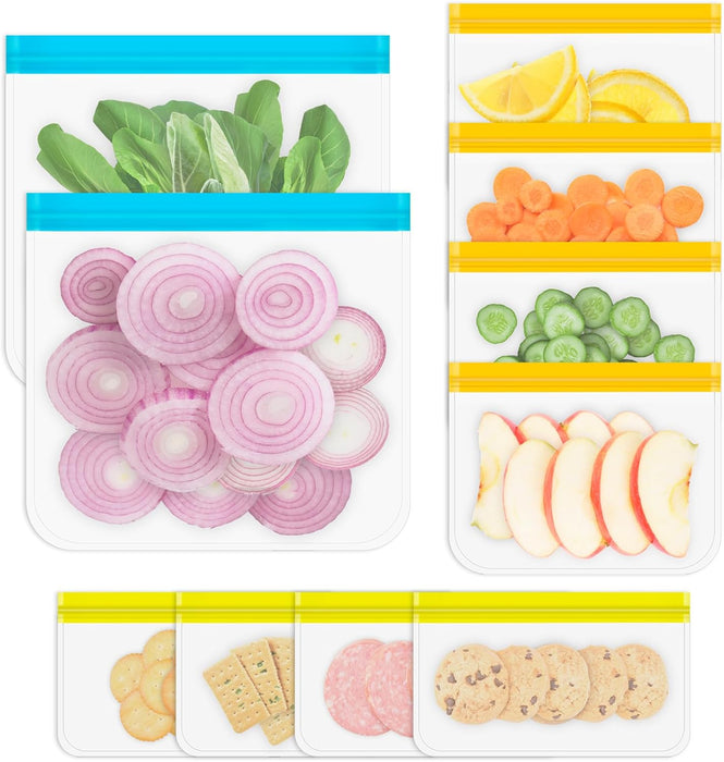 10 Pack Reusable Gallon Freezer Bags, Multicolor