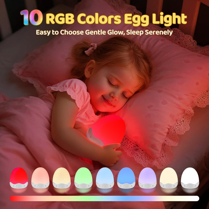 Egg Light for Nursery,10 Colors&Stepless Dimming Baby Night Light