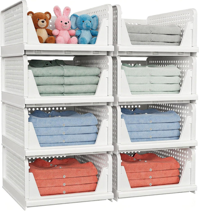 4 Pack Stackable Closet Storage Basket - Stackable Storage Bins