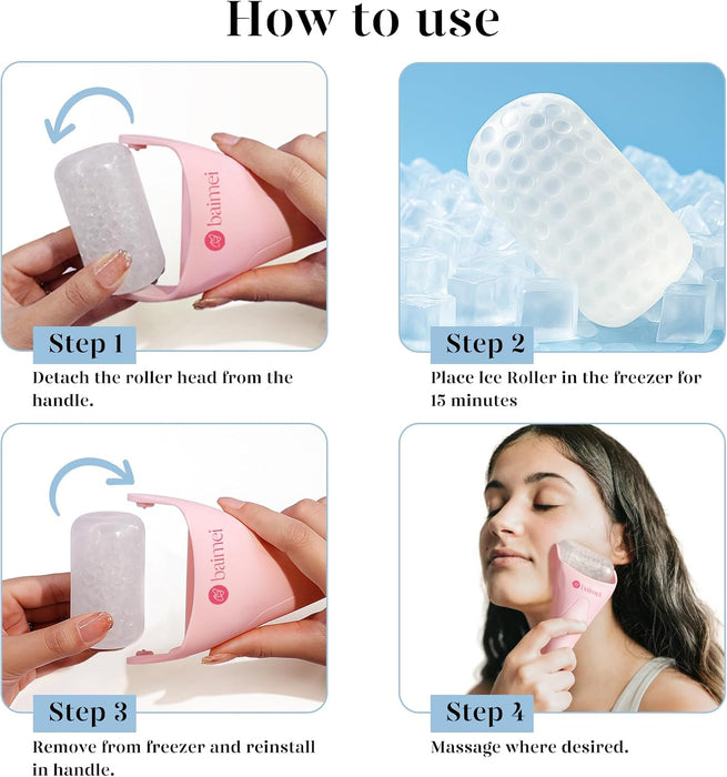 IcyMe Ice Roller for Face & Gua Sha Set, Depuff & Migraine Relief