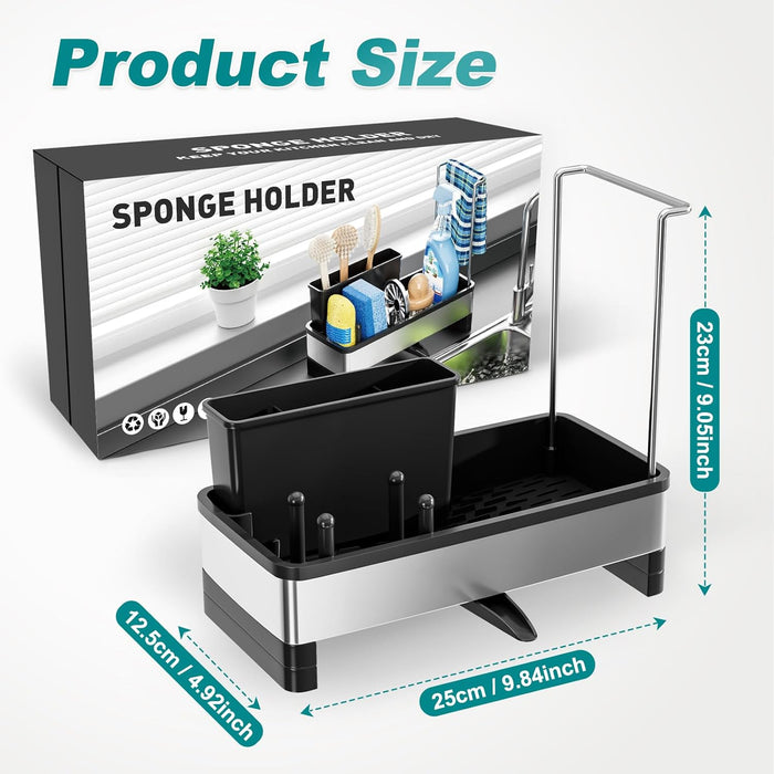 Stainless Steel Sink Caddy, Sponge Holder for Kitchen Sink 9.8″